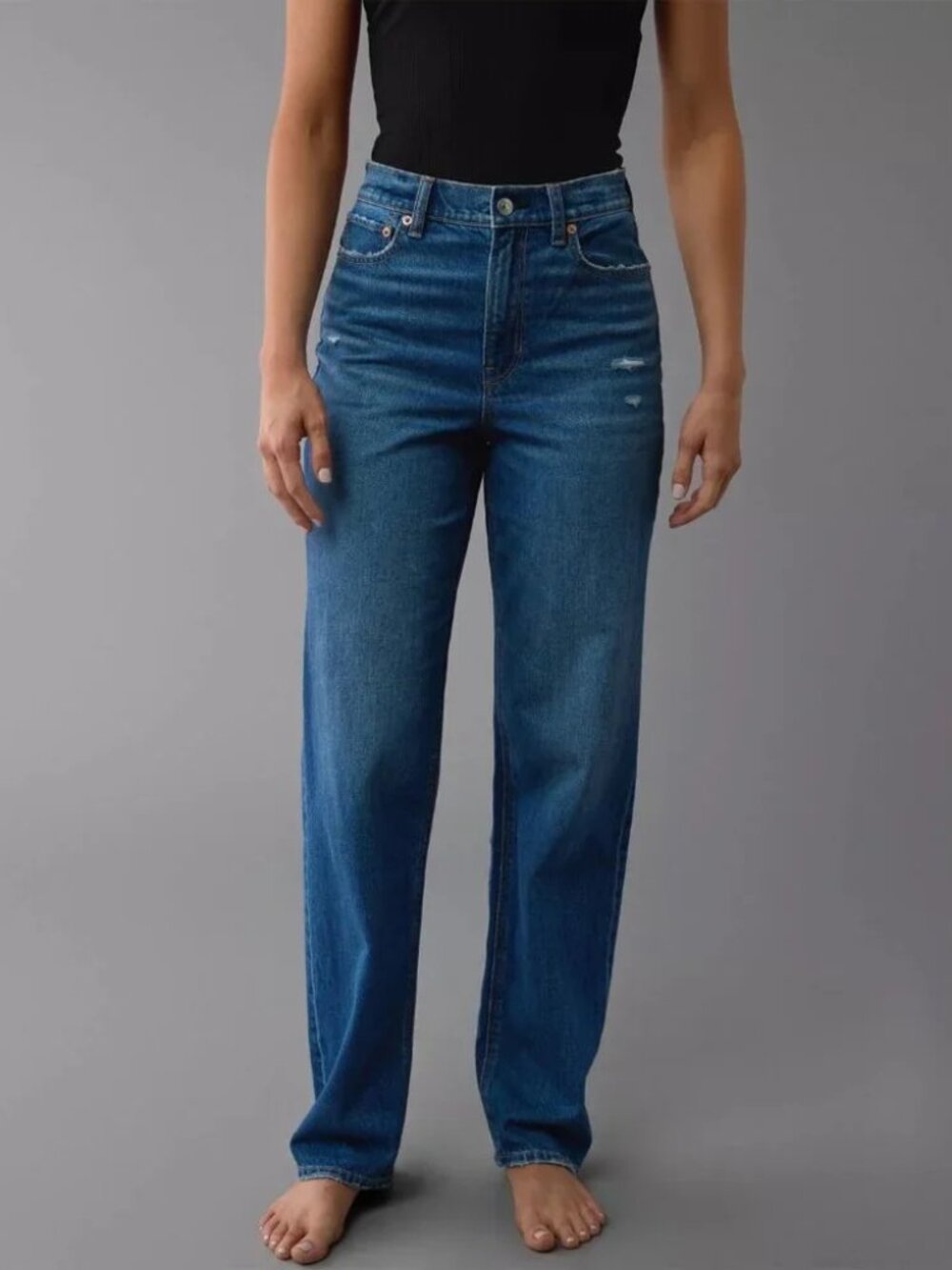 American Eagle Super High Waisted Baggy Straight Jeans Women’s Denim